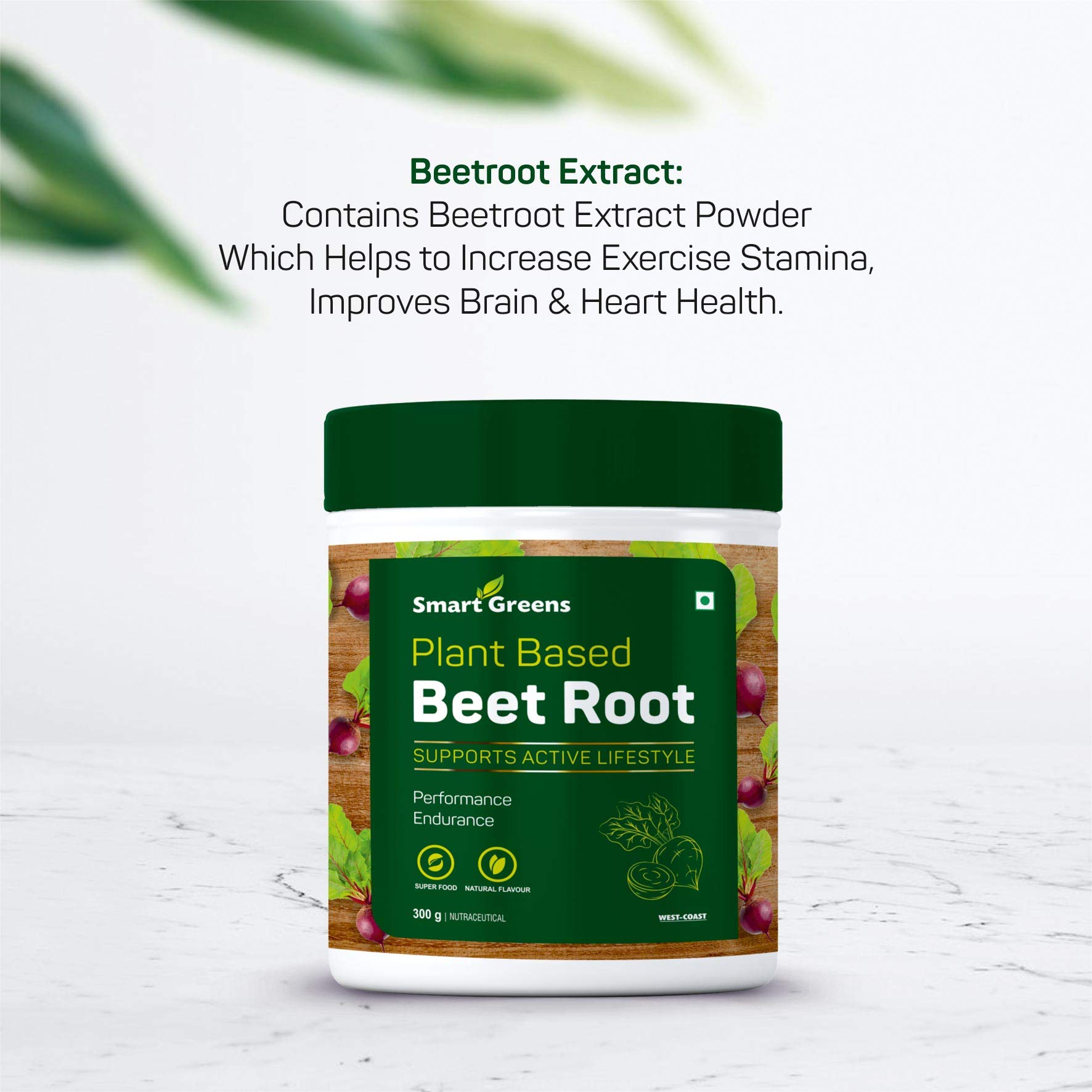 Smart Greens Plant Based Beetroot Powder (Chukandar), Concentrated Beetroot Vitamins Crystals, Nitric Oxide Booster, Natural Circulation, Immune Support, Antioxidants, Endurance, Superfood - 300gm